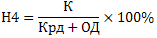 Н4 = (К / (Крд+ОД)) * 100%